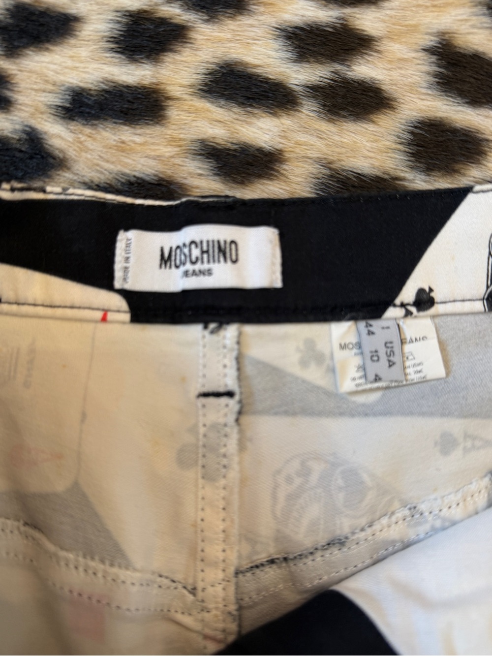 VINTAGE 90s MOSCHINO PLAYING CARDS PENCIL SKIRT VEGAS RARE SIZE US 10 - Picture 4 of 6